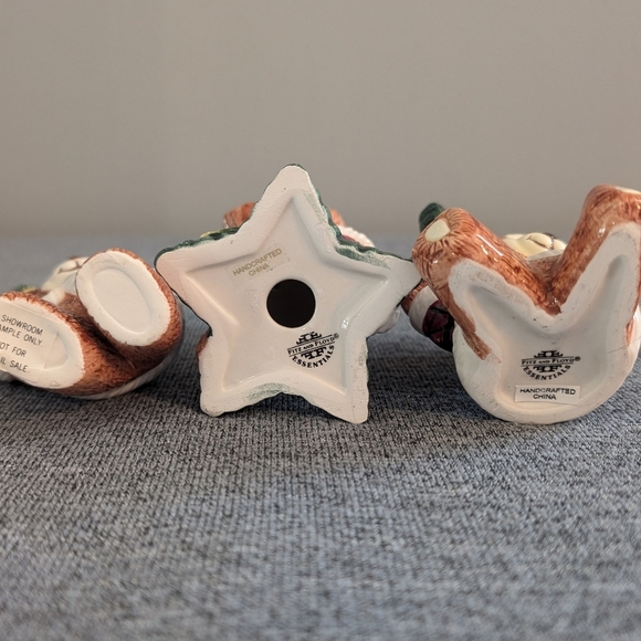 Fitz and Floyd, Tumbling Holiday/Christmas Bear Figurines with Stars, 3pc - Picture 3 of 3